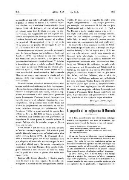 Atene e Roma bullettino della società italiana della diffusione e l'incoraggiamento degli studi classici