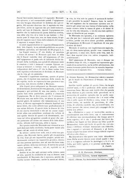 Atene e Roma bullettino della società italiana della diffusione e l'incoraggiamento degli studi classici