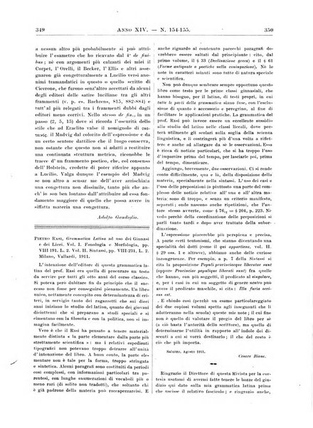 Atene e Roma bullettino della società italiana della diffusione e l'incoraggiamento degli studi classici