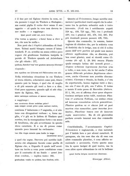 Atene e Roma bullettino della società italiana della diffusione e l'incoraggiamento degli studi classici