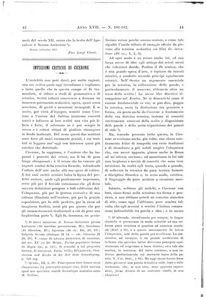 Atene e Roma bullettino della società italiana della diffusione e l'incoraggiamento degli studi classici