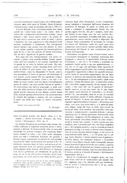 Atene e Roma bullettino della società italiana della diffusione e l'incoraggiamento degli studi classici