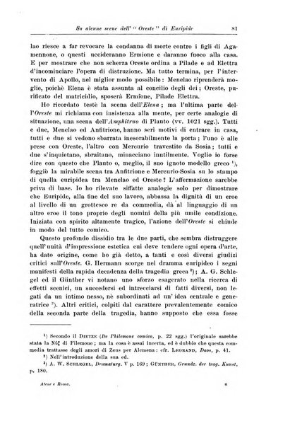 Atene e Roma bullettino della società italiana della diffusione e l'incoraggiamento degli studi classici