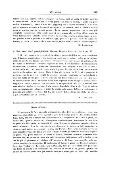 Atene e Roma bullettino della società italiana della diffusione e l'incoraggiamento degli studi classici