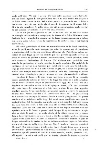 Atene e Roma bullettino della società italiana della diffusione e l'incoraggiamento degli studi classici