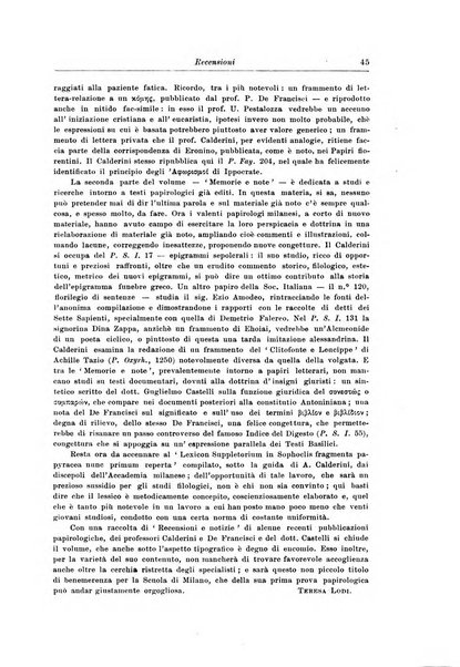 Atene e Roma bullettino della società italiana della diffusione e l'incoraggiamento degli studi classici