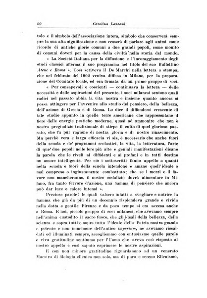 Atene e Roma bullettino della società italiana della diffusione e l'incoraggiamento degli studi classici