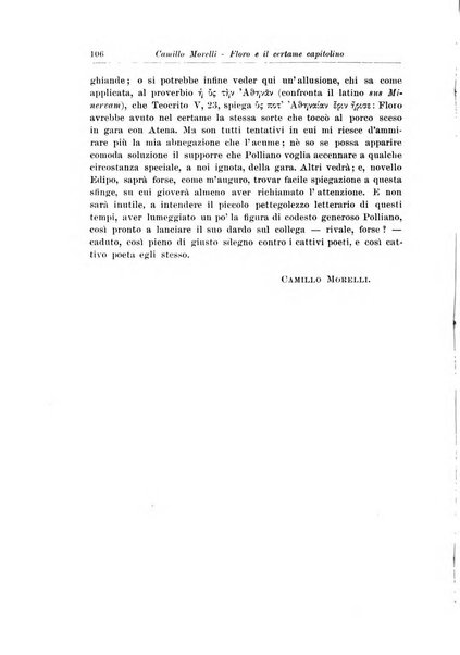 Atene e Roma bullettino della società italiana della diffusione e l'incoraggiamento degli studi classici