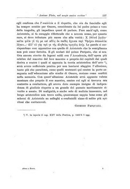 Atene e Roma bullettino della società italiana della diffusione e l'incoraggiamento degli studi classici