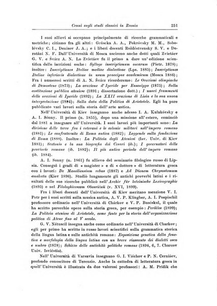 Atene e Roma bullettino della società italiana della diffusione e l'incoraggiamento degli studi classici