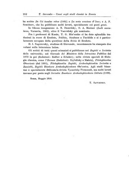 Atene e Roma bullettino della società italiana della diffusione e l'incoraggiamento degli studi classici