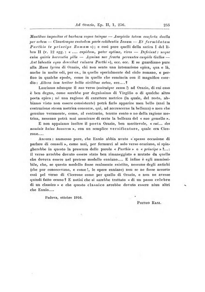 Atene e Roma bullettino della società italiana della diffusione e l'incoraggiamento degli studi classici