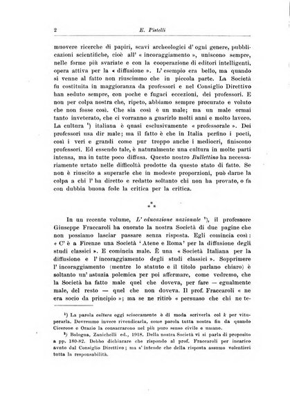 Atene e Roma bullettino della società italiana della diffusione e l'incoraggiamento degli studi classici