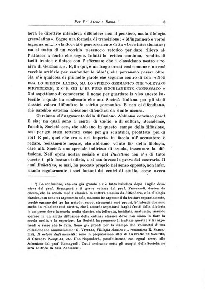 Atene e Roma bullettino della società italiana della diffusione e l'incoraggiamento degli studi classici