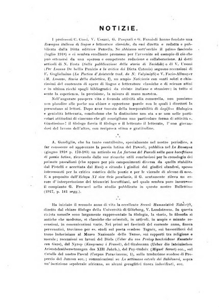 Atene e Roma bullettino della società italiana della diffusione e l'incoraggiamento degli studi classici