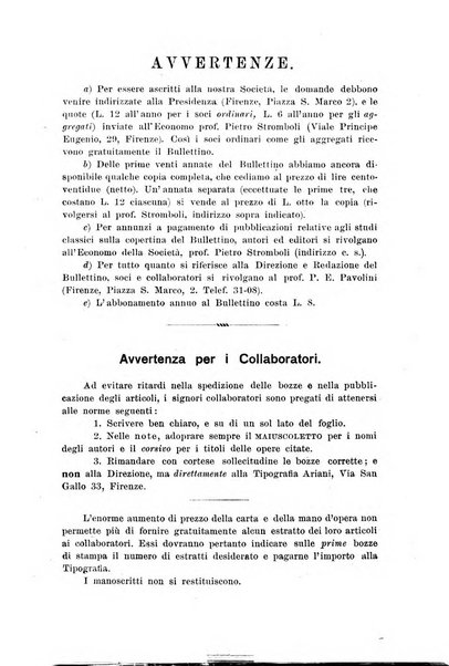 Atene e Roma bullettino della società italiana della diffusione e l'incoraggiamento degli studi classici