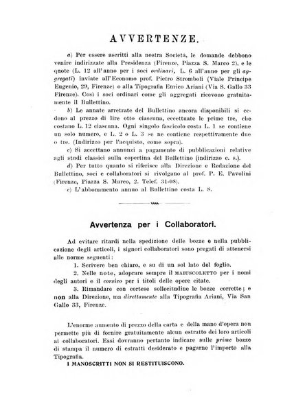 Atene e Roma bullettino della società italiana della diffusione e l'incoraggiamento degli studi classici