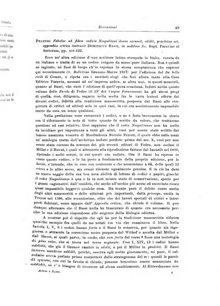 Atene e Roma bullettino della società italiana della diffusione e l'incoraggiamento degli studi classici