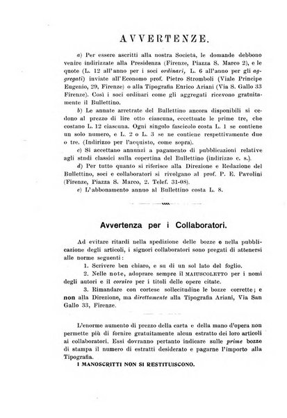 Atene e Roma bullettino della società italiana della diffusione e l'incoraggiamento degli studi classici