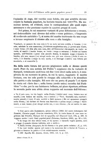 Atene e Roma bullettino della società italiana della diffusione e l'incoraggiamento degli studi classici