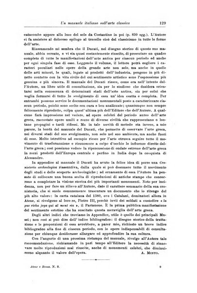 Atene e Roma bullettino della società italiana della diffusione e l'incoraggiamento degli studi classici