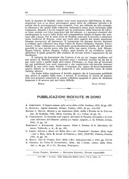 Atene e Roma bullettino della società italiana della diffusione e l'incoraggiamento degli studi classici