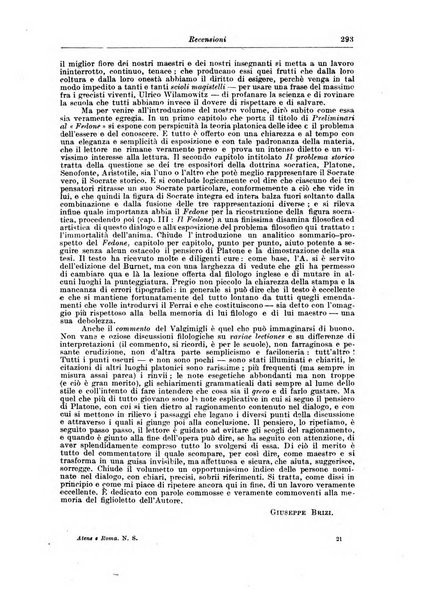 Atene e Roma bullettino della società italiana della diffusione e l'incoraggiamento degli studi classici