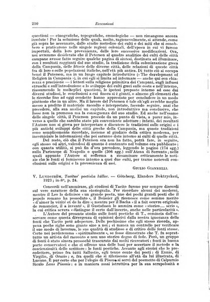 Atene e Roma bullettino della società italiana della diffusione e l'incoraggiamento degli studi classici