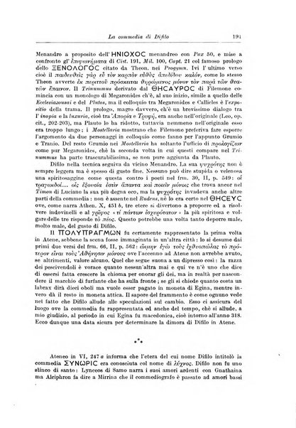 Atene e Roma bullettino della società italiana della diffusione e l'incoraggiamento degli studi classici