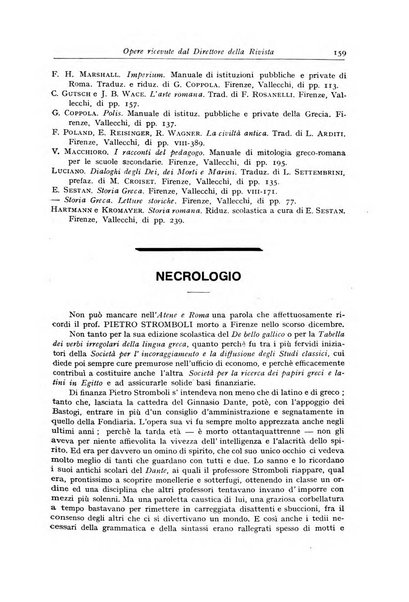 Atene e Roma bullettino della società italiana della diffusione e l'incoraggiamento degli studi classici