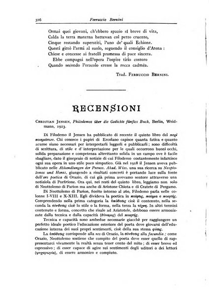 Atene e Roma bullettino della società italiana della diffusione e l'incoraggiamento degli studi classici