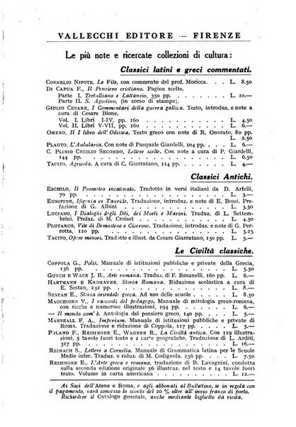 Atene e Roma bullettino della società italiana della diffusione e l'incoraggiamento degli studi classici