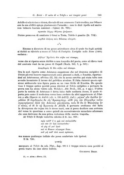 Atene e Roma bullettino della società italiana della diffusione e l'incoraggiamento degli studi classici