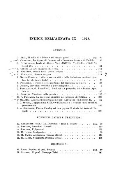 Atene e Roma bullettino della società italiana della diffusione e l'incoraggiamento degli studi classici