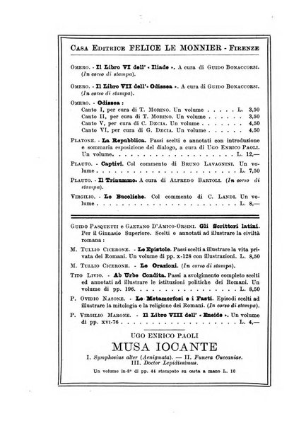 Atene e Roma bullettino della società italiana della diffusione e l'incoraggiamento degli studi classici