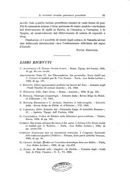 Atene e Roma bullettino della società italiana della diffusione e l'incoraggiamento degli studi classici