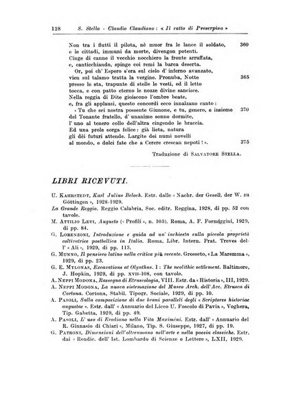 Atene e Roma bullettino della società italiana della diffusione e l'incoraggiamento degli studi classici