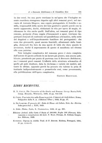 Atene e Roma bullettino della società italiana della diffusione e l'incoraggiamento degli studi classici