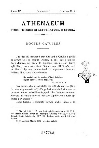 Athenaeum studi periodici di letteratura e storia