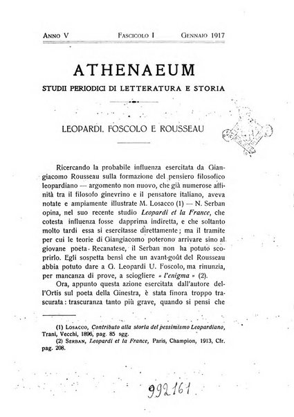 Athenaeum studi periodici di letteratura e storia