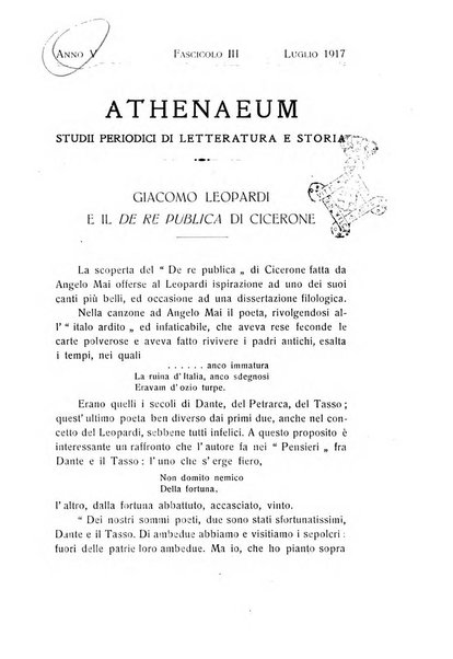 Athenaeum studi periodici di letteratura e storia