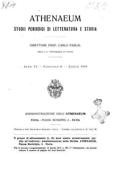 Athenaeum studi periodici di letteratura e storia