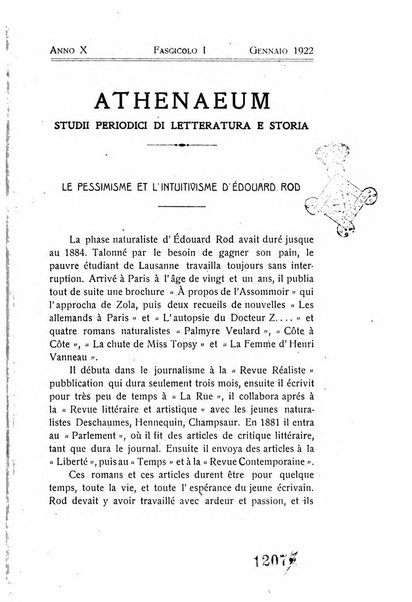 Athenaeum studi periodici di letteratura e storia