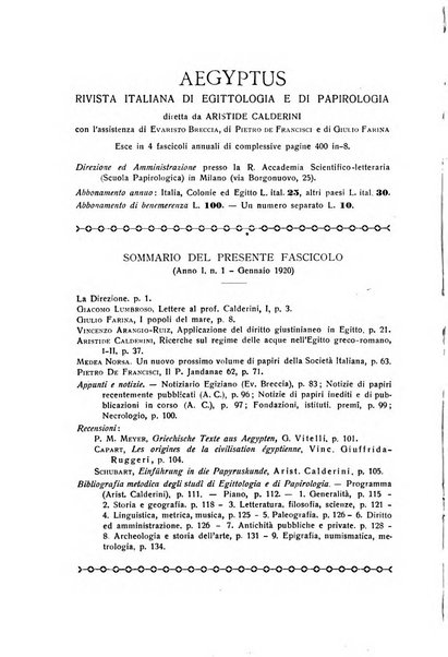 Aegyptus rivista italiana di egittologia e di papirologia