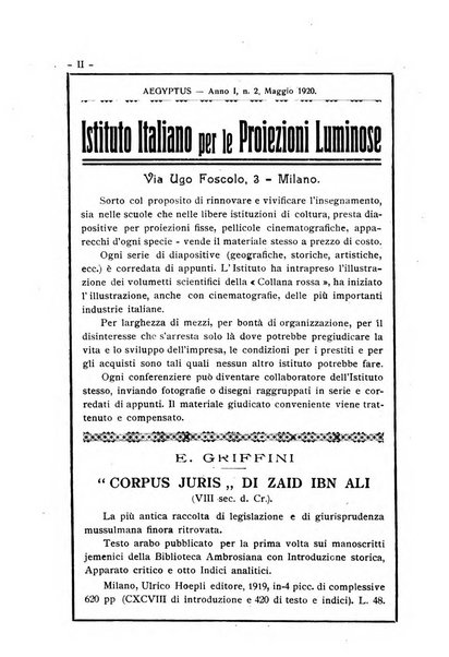 Aegyptus rivista italiana di egittologia e di papirologia