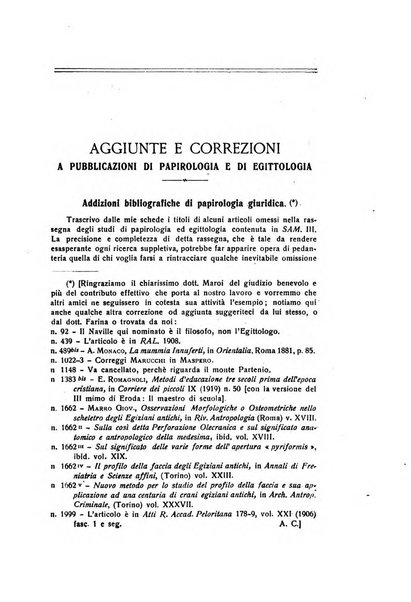 Aegyptus rivista italiana di egittologia e di papirologia