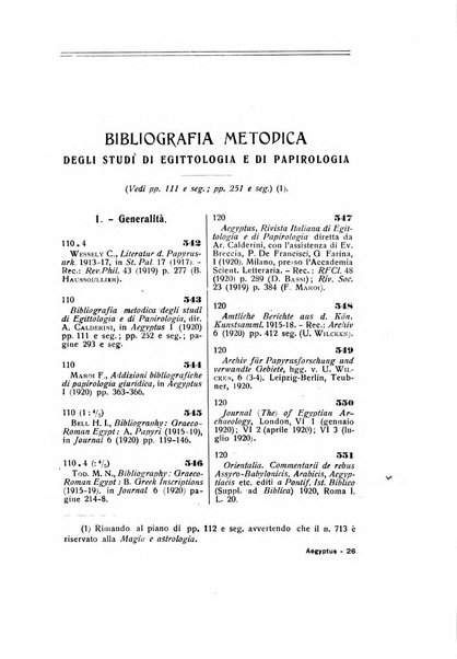 Aegyptus rivista italiana di egittologia e di papirologia