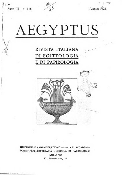 Aegyptus rivista italiana di egittologia e di papirologia