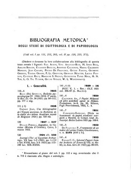 Aegyptus rivista italiana di egittologia e di papirologia