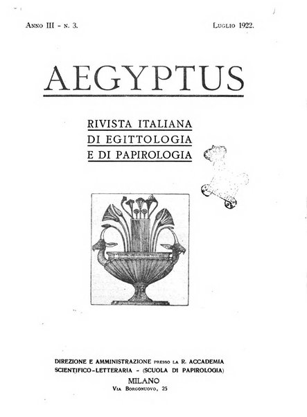 Aegyptus rivista italiana di egittologia e di papirologia